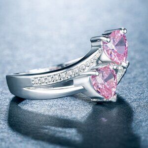 🔥925 Silver Plated Pink Heart Cut Emerald Exquisite Ring, GPMB1528
